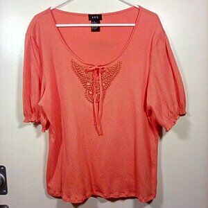 RQT Orange Short Sleeve Beaded Top Size: XL